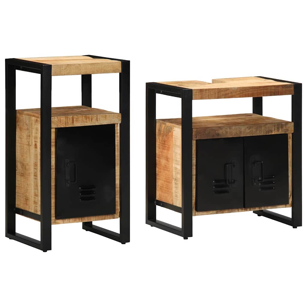 vidaXL Zestaw mebli łazienkowych 2 pcs Twarde Szorstkie Drewno Mango
