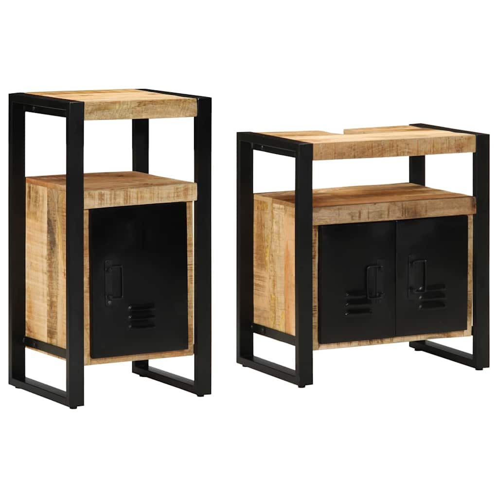 vidaXL Zestaw mebli łazienkowych 2 pcs Twarde Szorstkie Drewno Mango