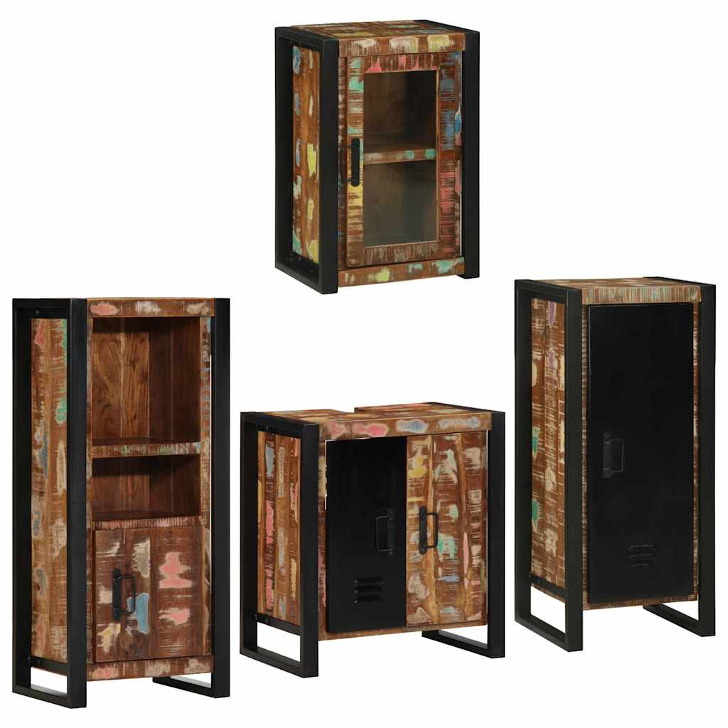 vidaXL Zestaw mebli łazienkowych z półką 4 pcs Lite odzyskane drewno