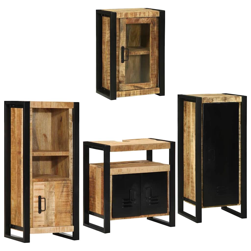 vidaXL Zestaw mebli łazienkowych 4 szt. Brązowy Lite Drewno Mango