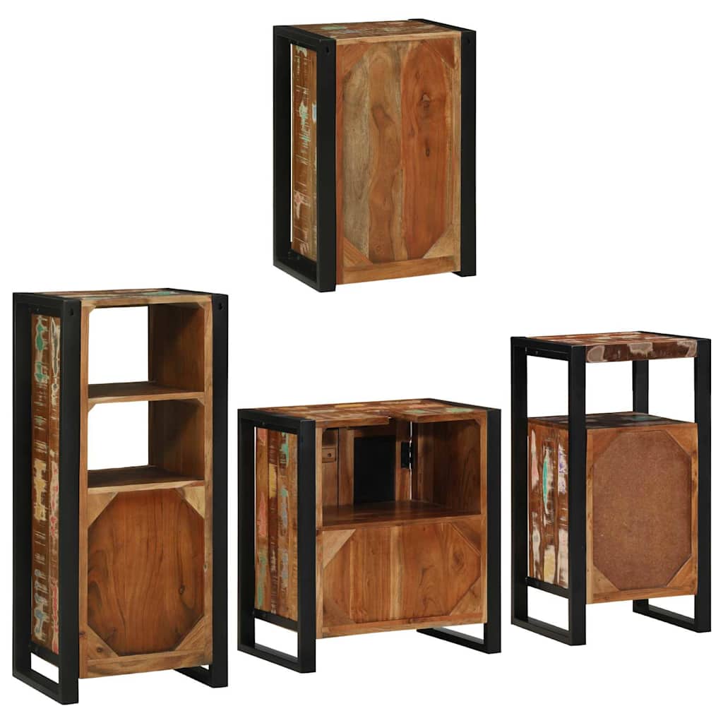 vidaXL Zestaw mebli łazienkowych z półką 4 pcs Lite odzyskane drewno