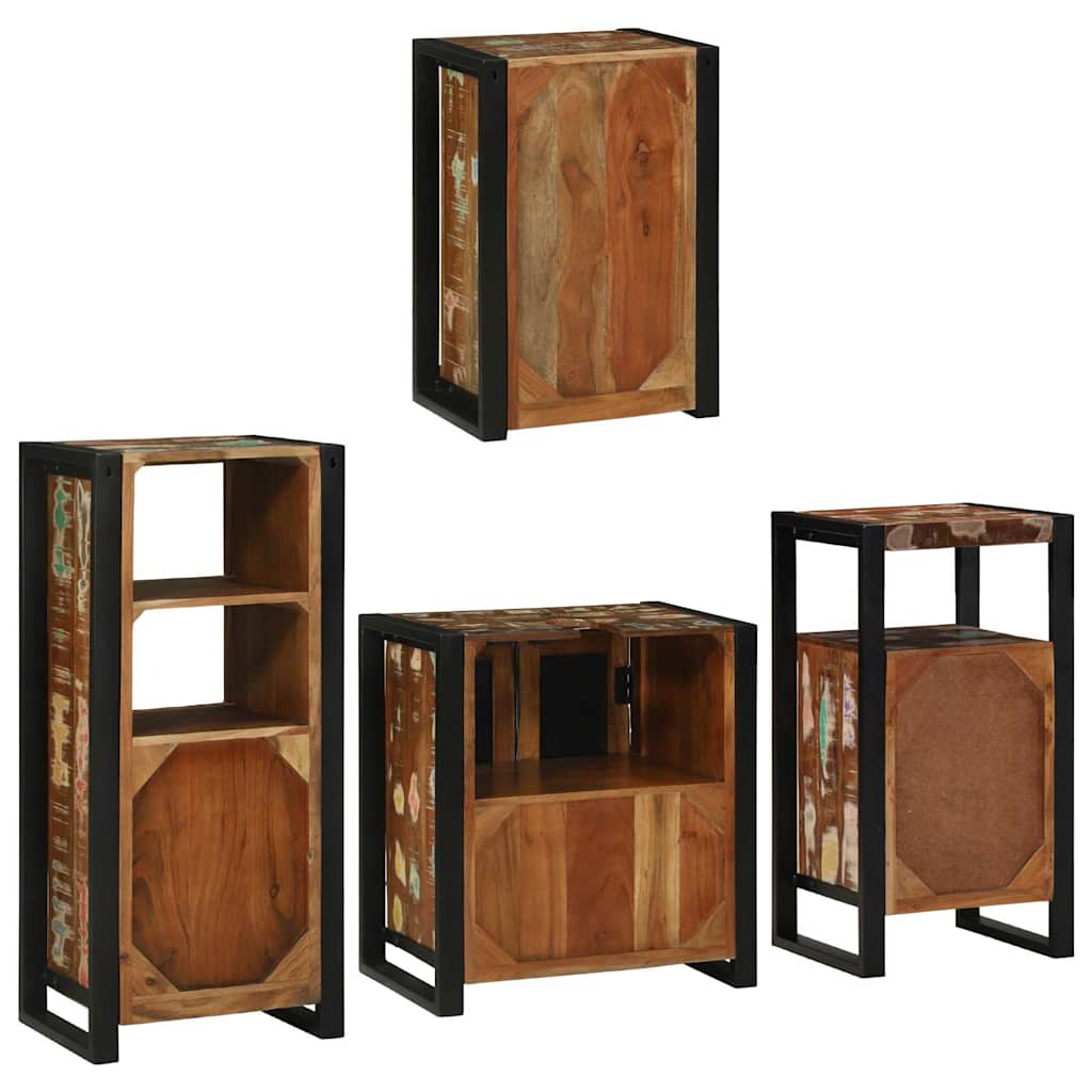 vidaXL Zestaw mebli łazienkowych z półką 4 pcs Lite odzyskane drewno
