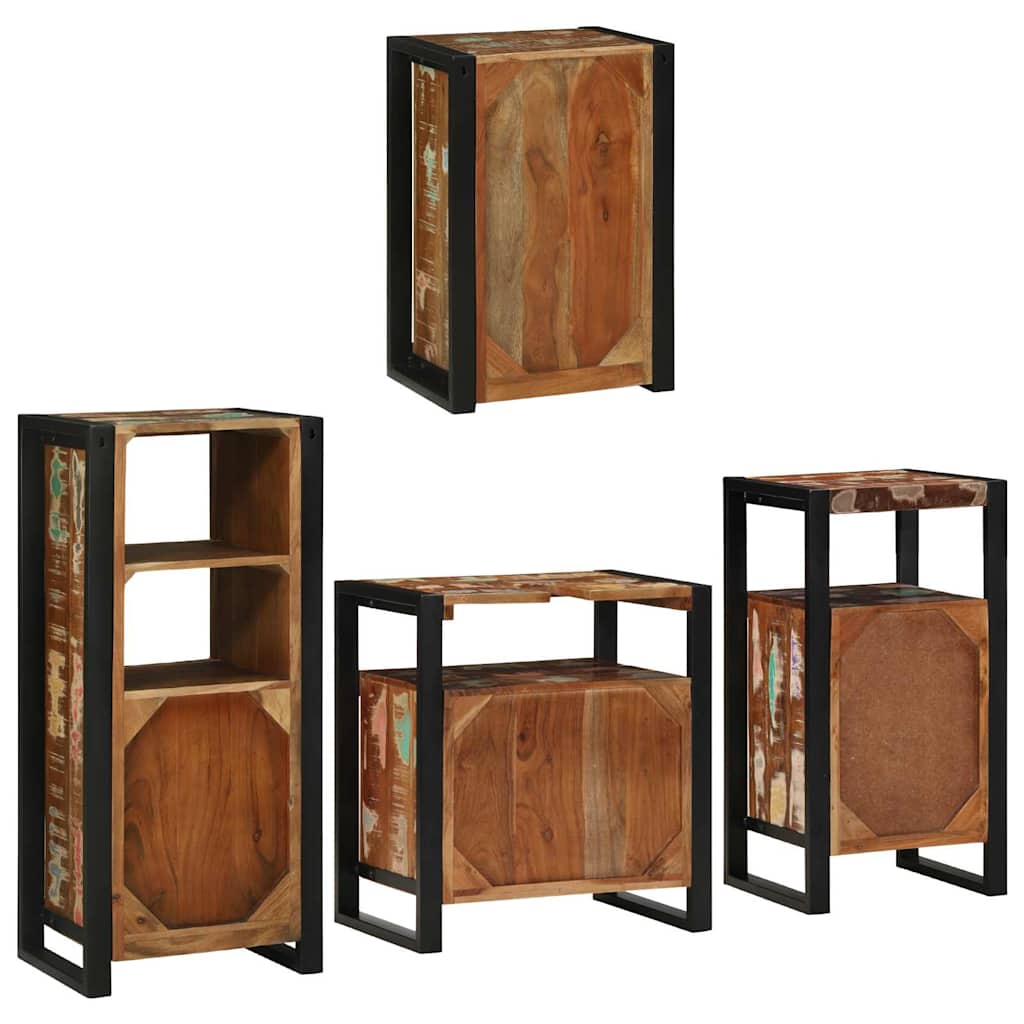 vidaXL Zestaw mebli łazienkowych z półką 4 pcs Lite odzyskane drewno