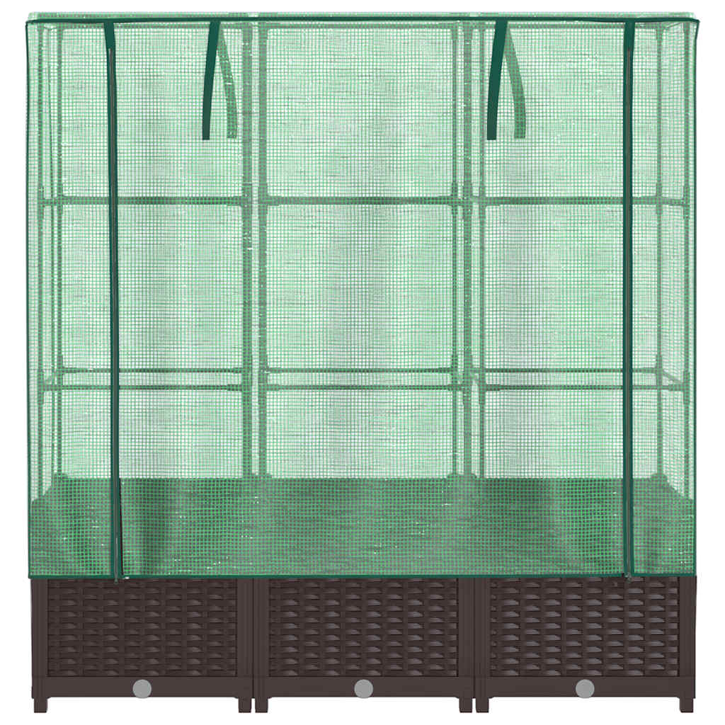 vidaXL Podwyższona donica ze szklarnią, wygląd rattanu, 120x40x138 cm