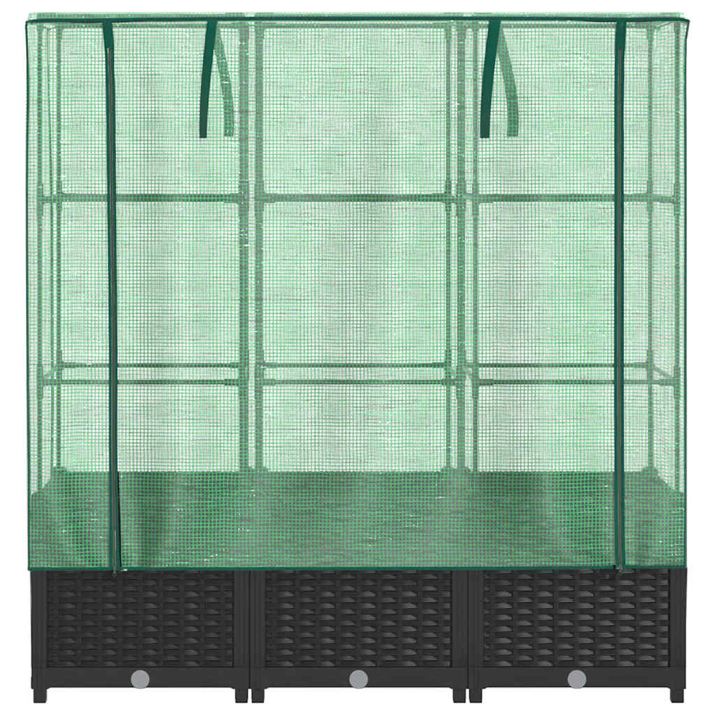 vidaXL Podwyższona donica ze szklarnią, wygląd rattanu, 120x40x138 cm