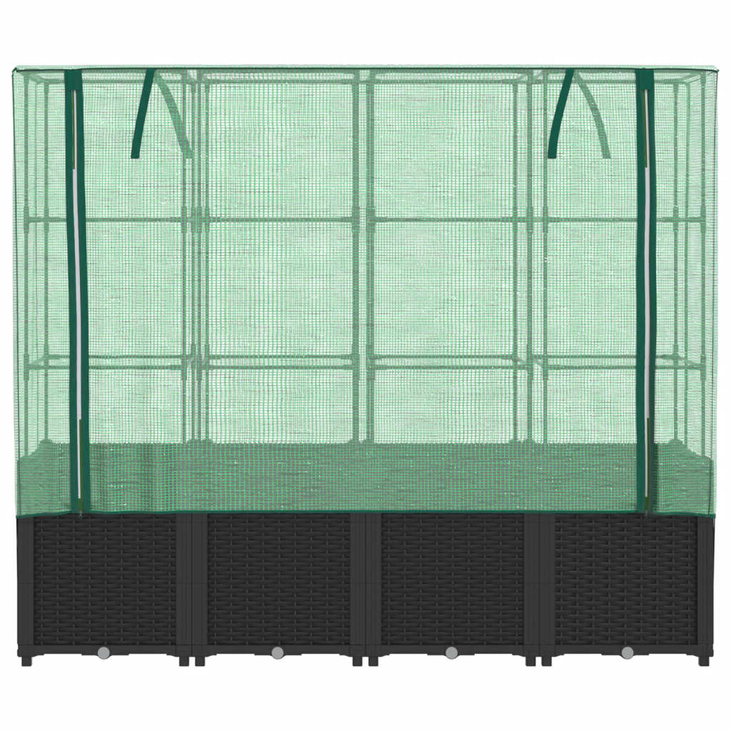 vidaXL Podwyższone łóżko z pokrowcem na szklarnię, wygląd rattanu, 160x40x153 cm