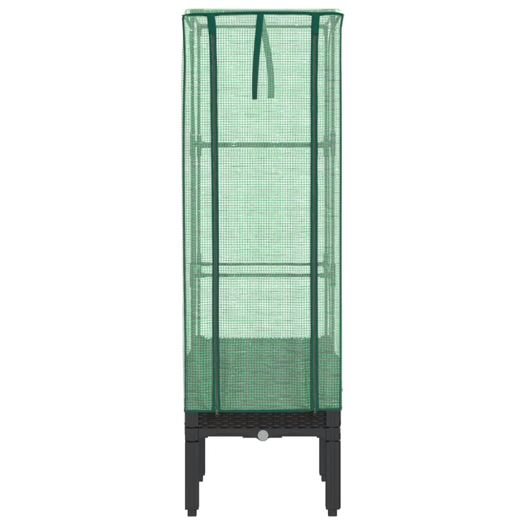 vidaXL Podwyższona donica ze szklarnią, wygląd rattanu, 40x40x140 cm