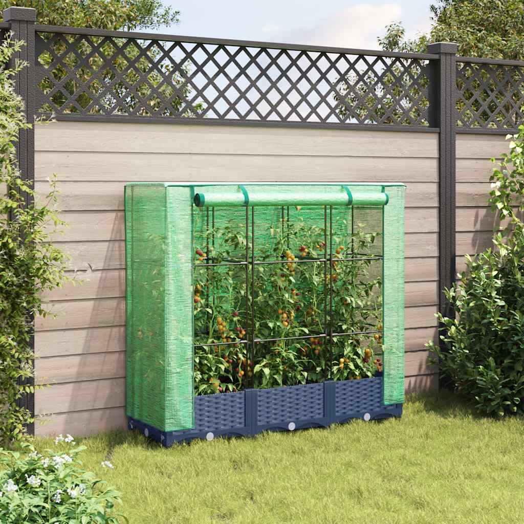 vidaXL Podwyższone łóżko z pokrowcem na szklarnię, wygląd rattanu, 120x40x123 cm