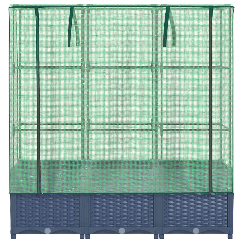 vidaXL Podwyższona donica ze szklarnią, wygląd rattanu, 120x40x138 cm