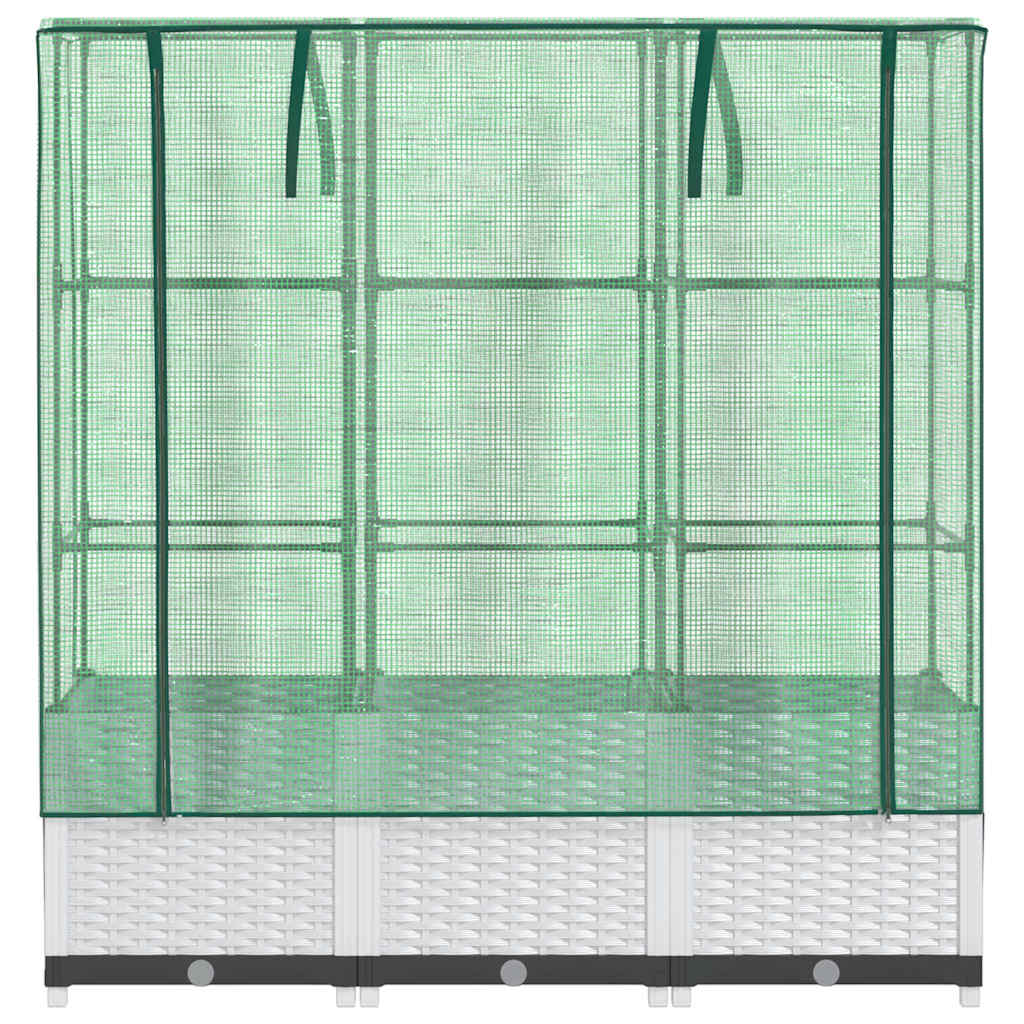 vidaXL Podwyższona donica ze szklarnią, wygląd rattanu, 120x40x138 cm