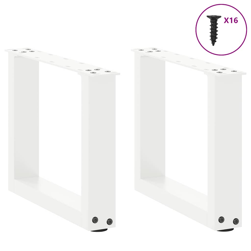 vidaXL Nogi do stolika kawowego w kształcie litery U 2 szt. Białe 30x(30-31) cm Stal