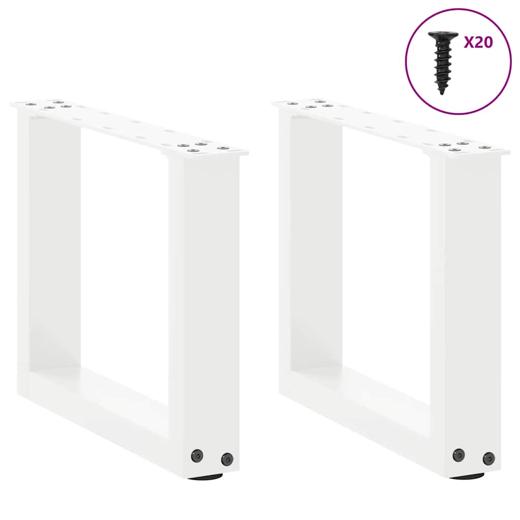 vidaXL Nogi do stolika kawowego w kształcie litery U 2 szt. Białe 40x(30-31) cm Stal