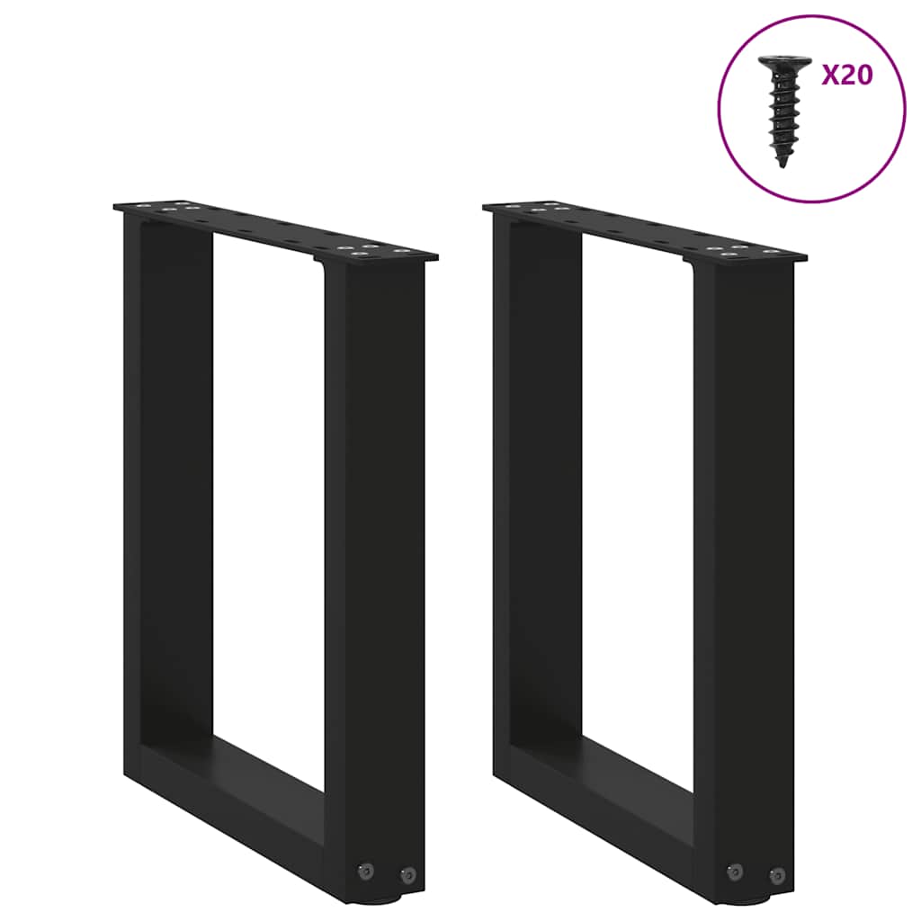 vidaXL Nogi do stolika kawowego w kształcie litery U 2 szt. Czarne 38x(42-43) cm Stal