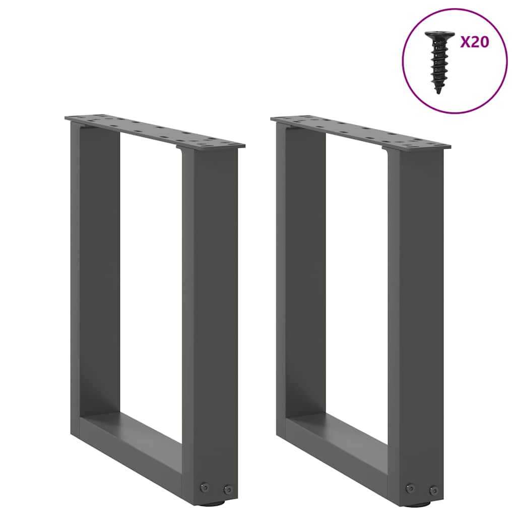 vidaXL Nogi do stolika kawowego w kształcie litery U 2 szt. Antracyt 38x(42-43) cm Stal