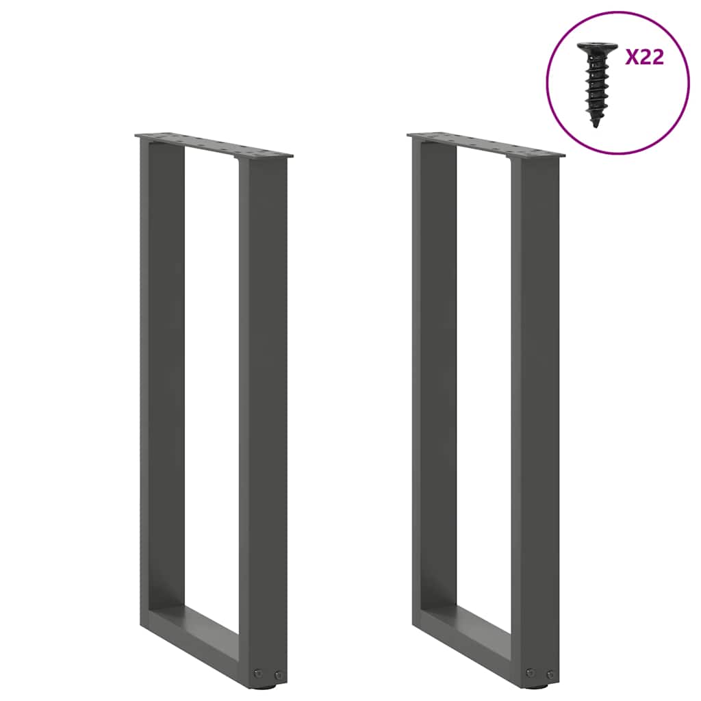 vidaXL Nogi do stołu konsolowego w kształcie litery U 2 szt. Antracyt 38x(72-73) cm Stal