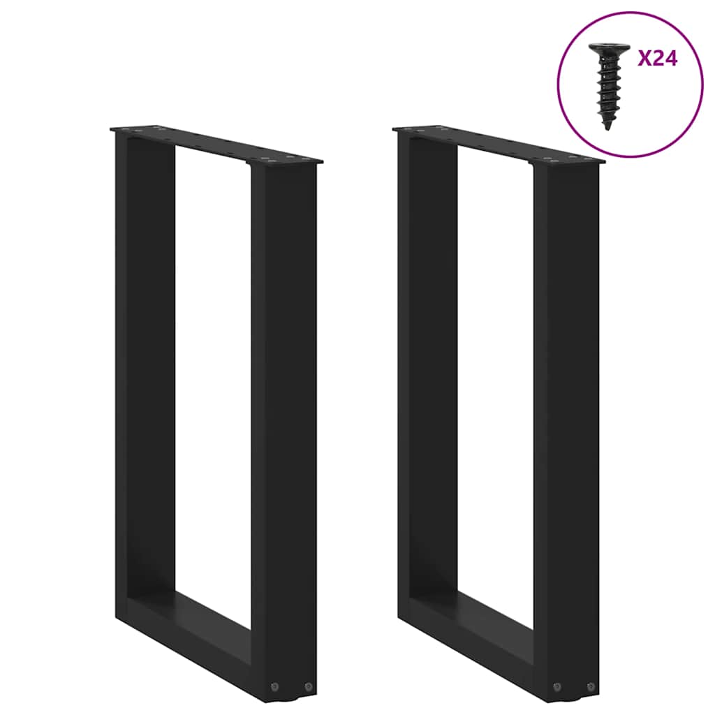 vidaXL Nogi do stołu jadalnego w kształcie litery U 2 szt. Czarne 50x(72-73) cm Stal