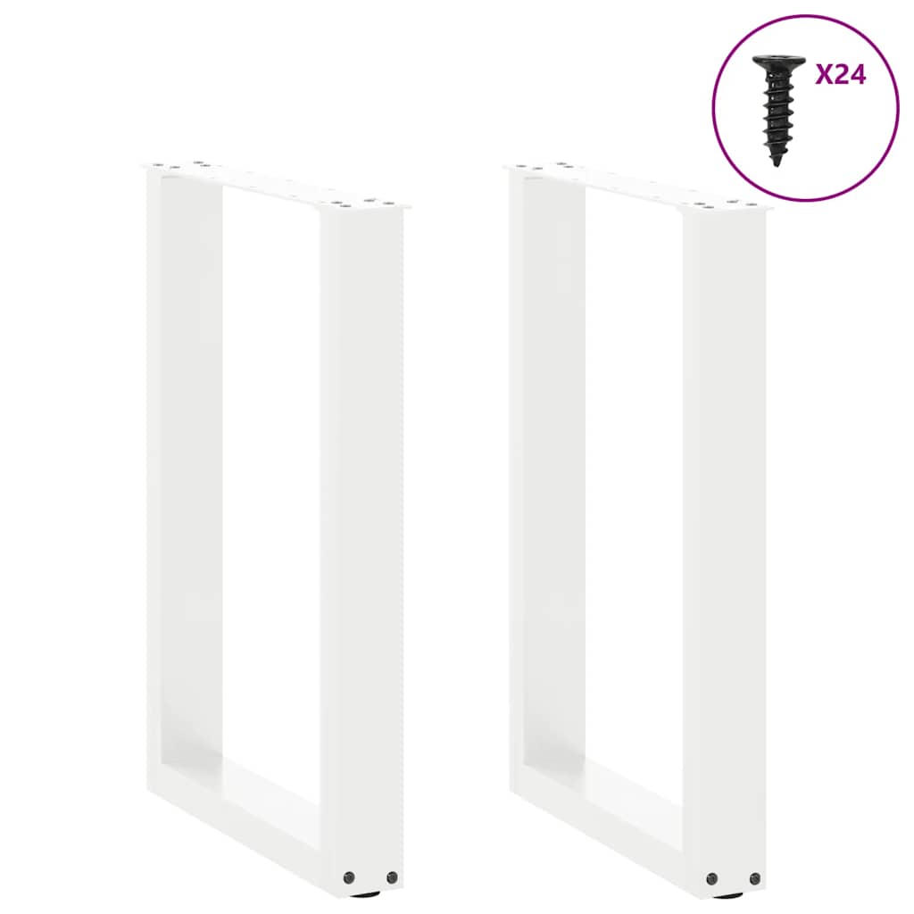 vidaXL Nogi do stołu jadalnego w kształcie litery U 2 szt. Białe 50x(72-73) cm Stal