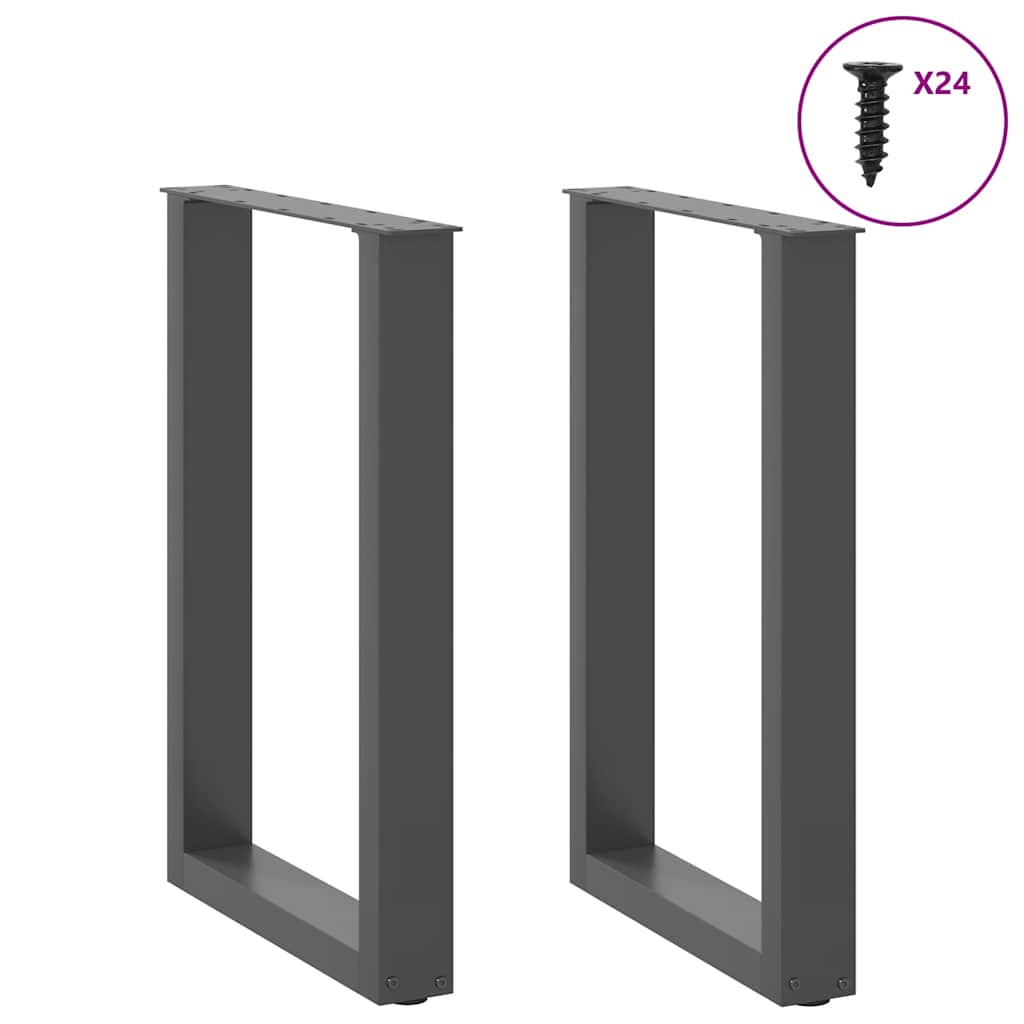 vidaXL Nogi do stołu jadalnego w kształcie litery U 2 szt. Antracyt 50x(72-73) cm Stal