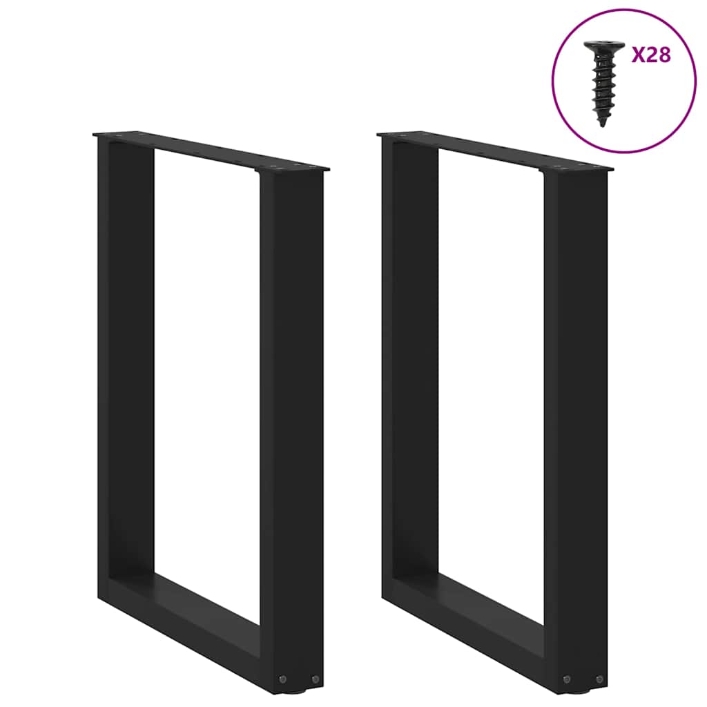 vidaXL Nogi do stołu jadalnego w kształcie litery U 2 szt. Czarne 70x(72-73) cm Stal