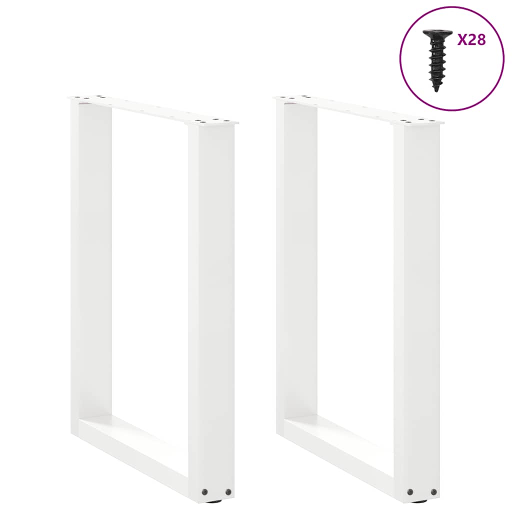 vidaXL Nogi do stołu jadalnego w kształcie litery U 2 szt. Białe 70x(72-73) cm Stal