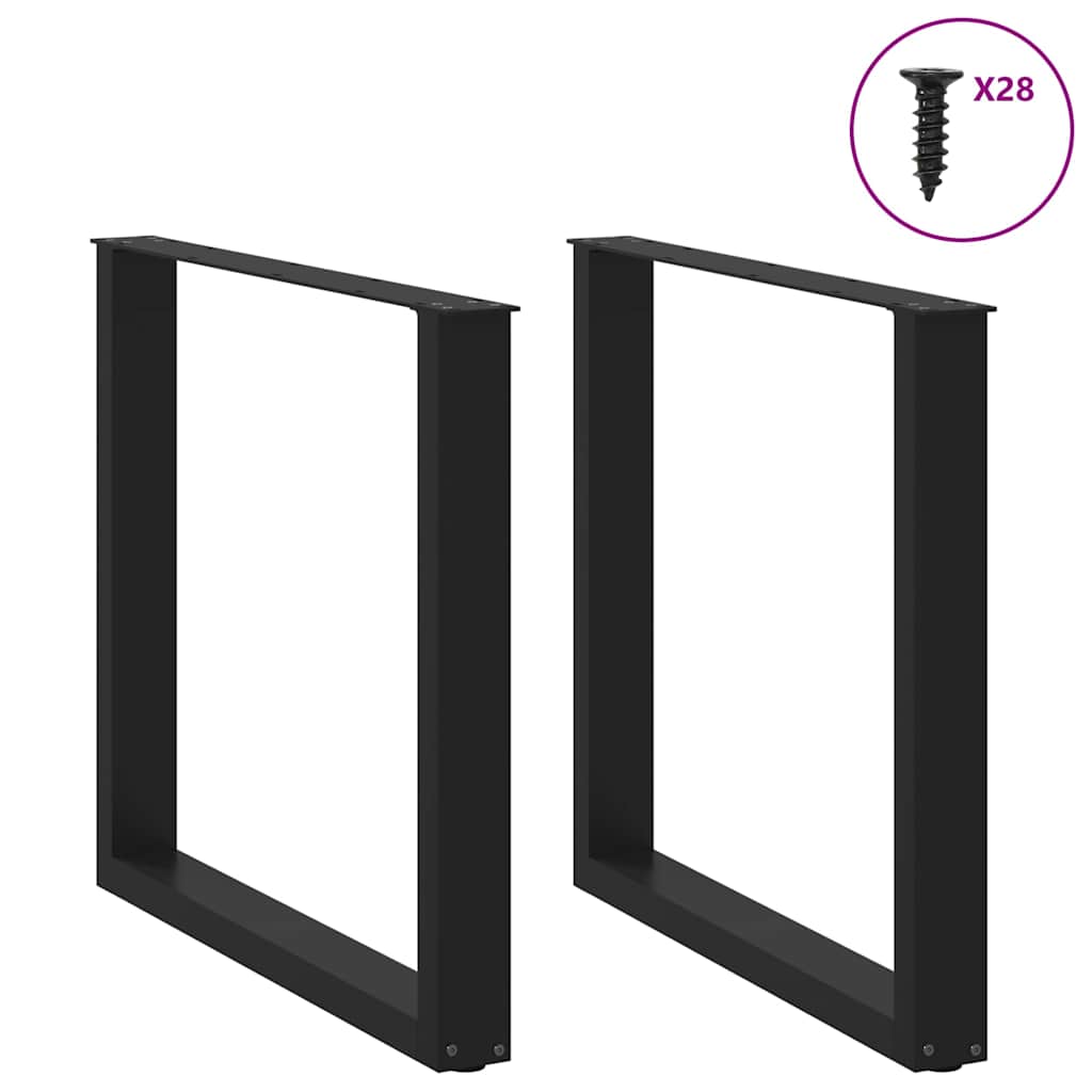 vidaXL Nogi do stołu jadalnego w kształcie litery U 2 szt. Czarne 80x(72-73) cm Stal