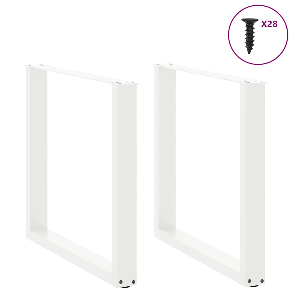 vidaXL Nogi do stołu jadalnego w kształcie litery U 2 szt. Białe 80x(72-73) cm Stal