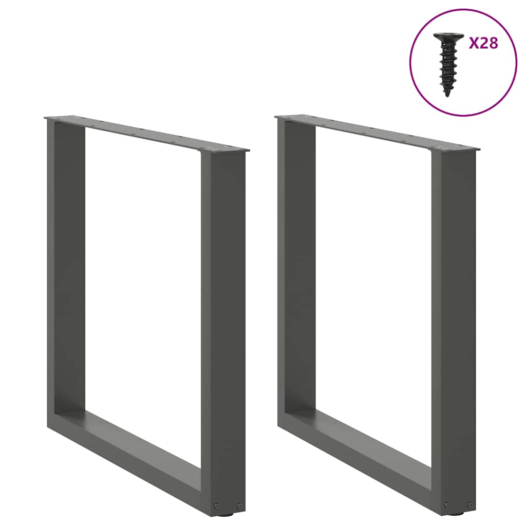vidaXL Nogi do stołu jadalnego w kształcie litery U 2 szt. Antracyt 80x(72-73) cm Stal