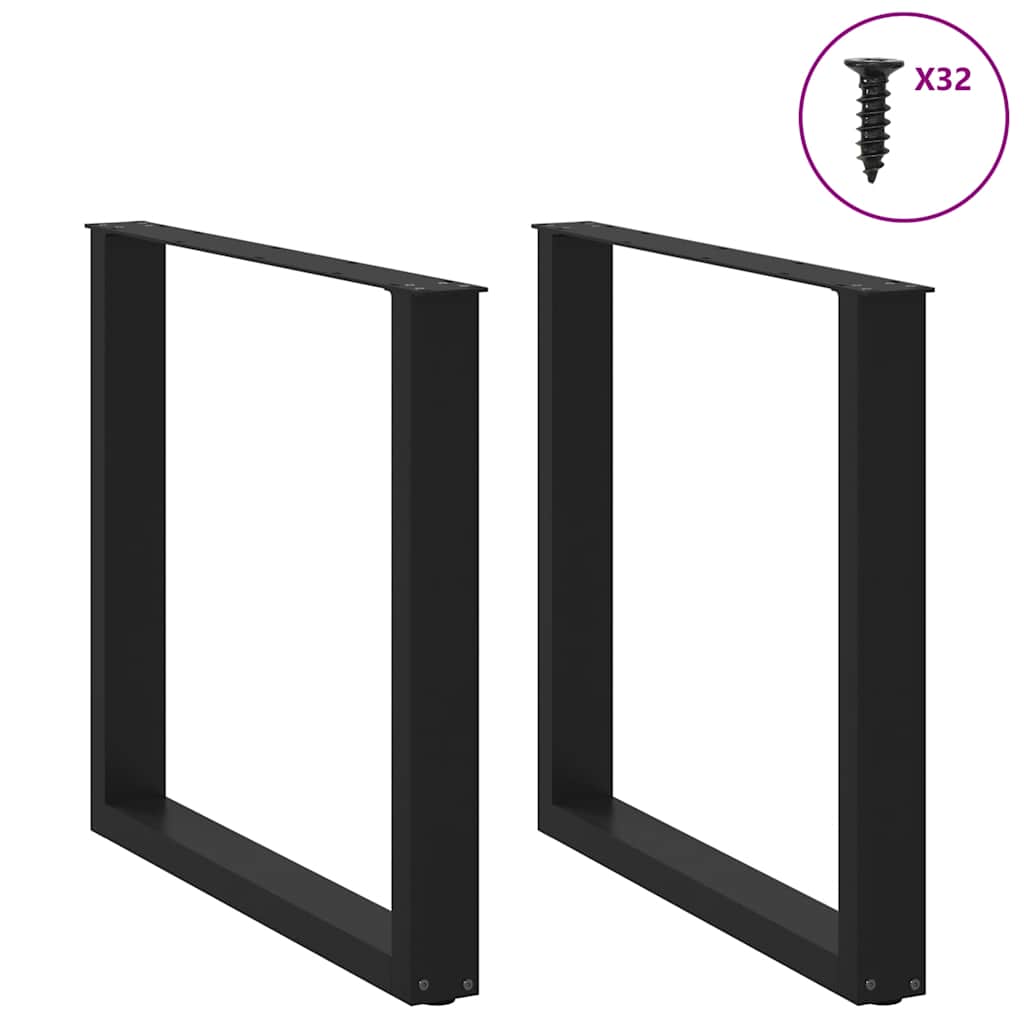 vidaXL Nogi do stołu jadalnego w kształcie litery U 2 szt. Czarne 90x(72-73) cm Stal