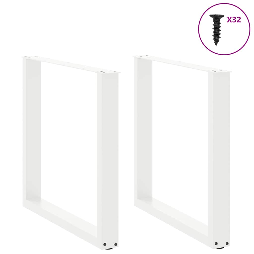 vidaXL Nogi do stołu jadalnego w kształcie litery U 2 szt. Białe 90x(72-73) cm Stal