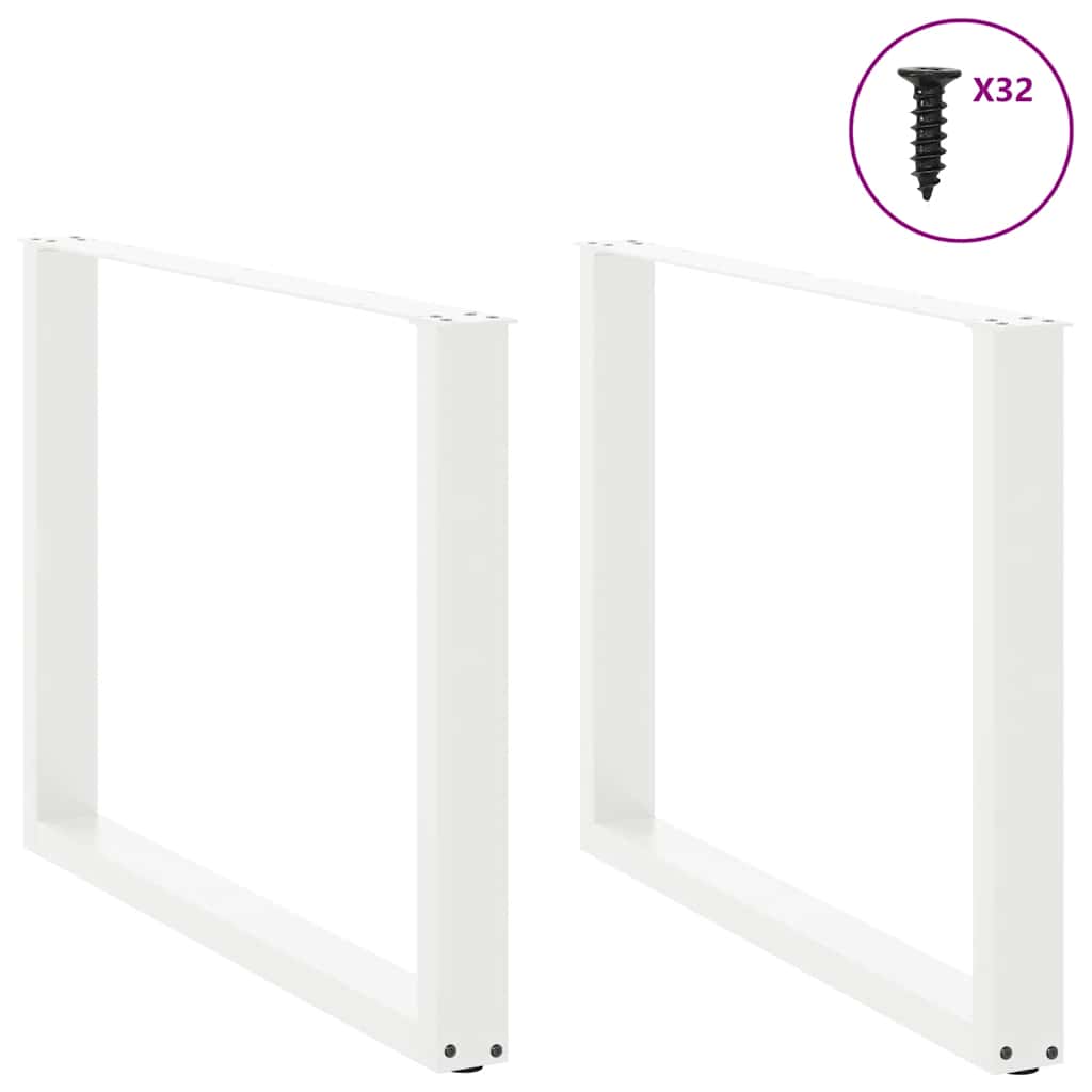 vidaXL Nogi do stołu jadalnego w kształcie litery U 2 szt. Białe 100x(72-73) cm Stal