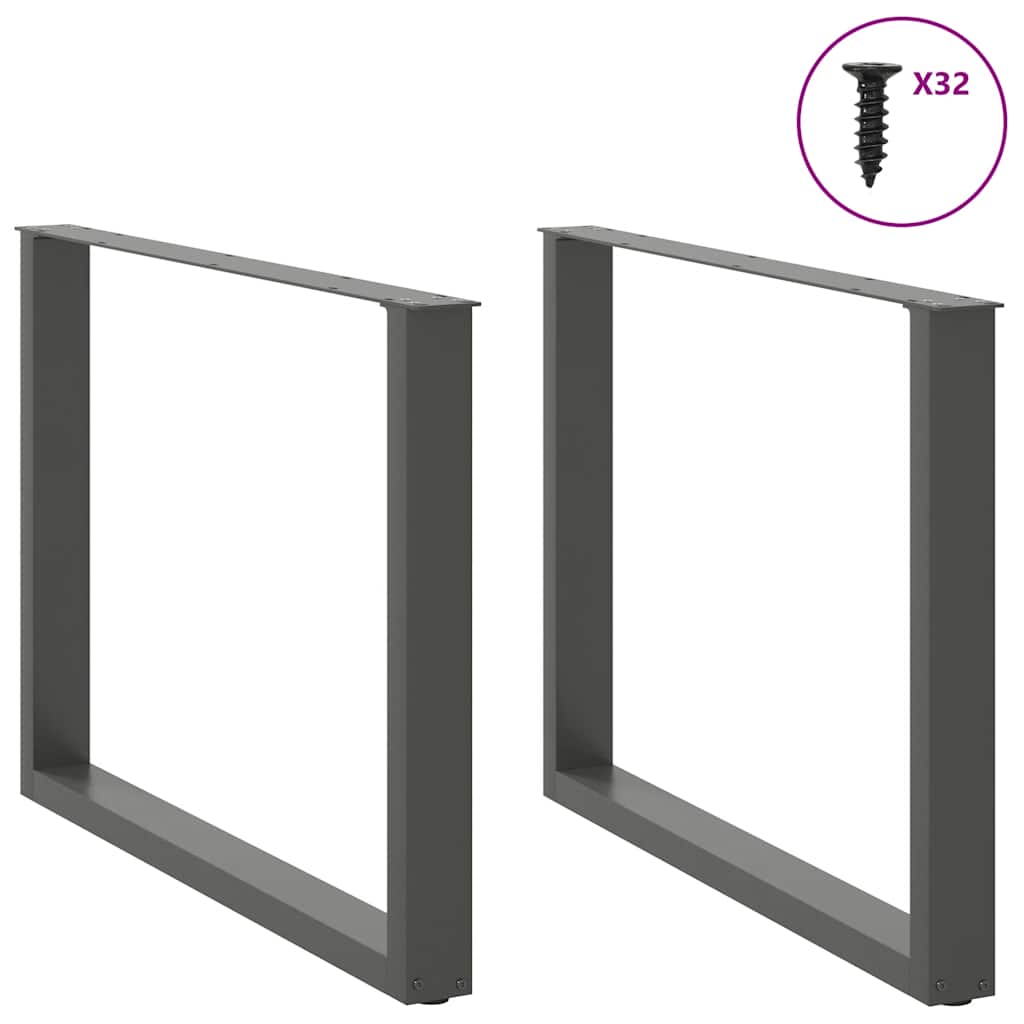vidaXL Nogi do stołu jadalnego w kształcie litery U 2 szt. Antracyt 100x(72-73) cm Stal