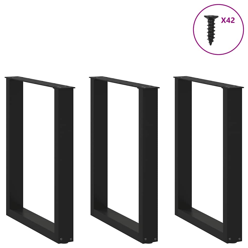 vidaXL Nogi do stołu jadalnego w kształcie litery U 3 szt. Czarne 70x(72-73) cm Stal