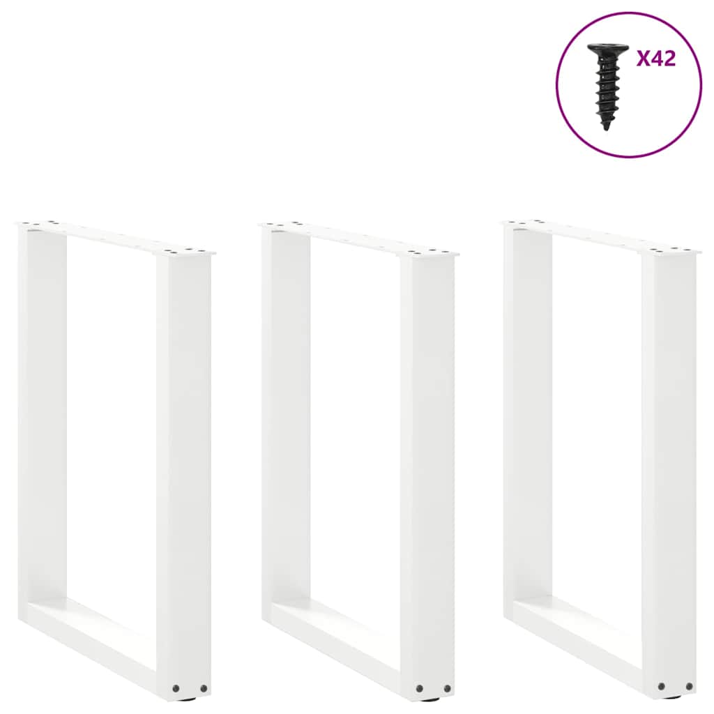 vidaXL Nogi do stołu jadalnego w kształcie litery U 3 szt. Białe 70x(72-73) cm Stal