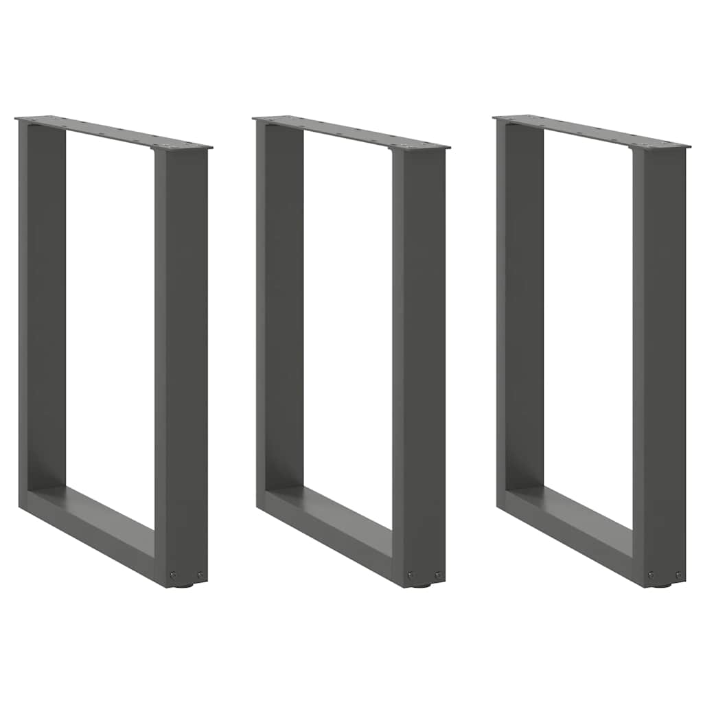 vidaXL Nogi do stołu jadalnego w kształcie litery U 3 szt. Antracyt 70x(72-73) cm Stal