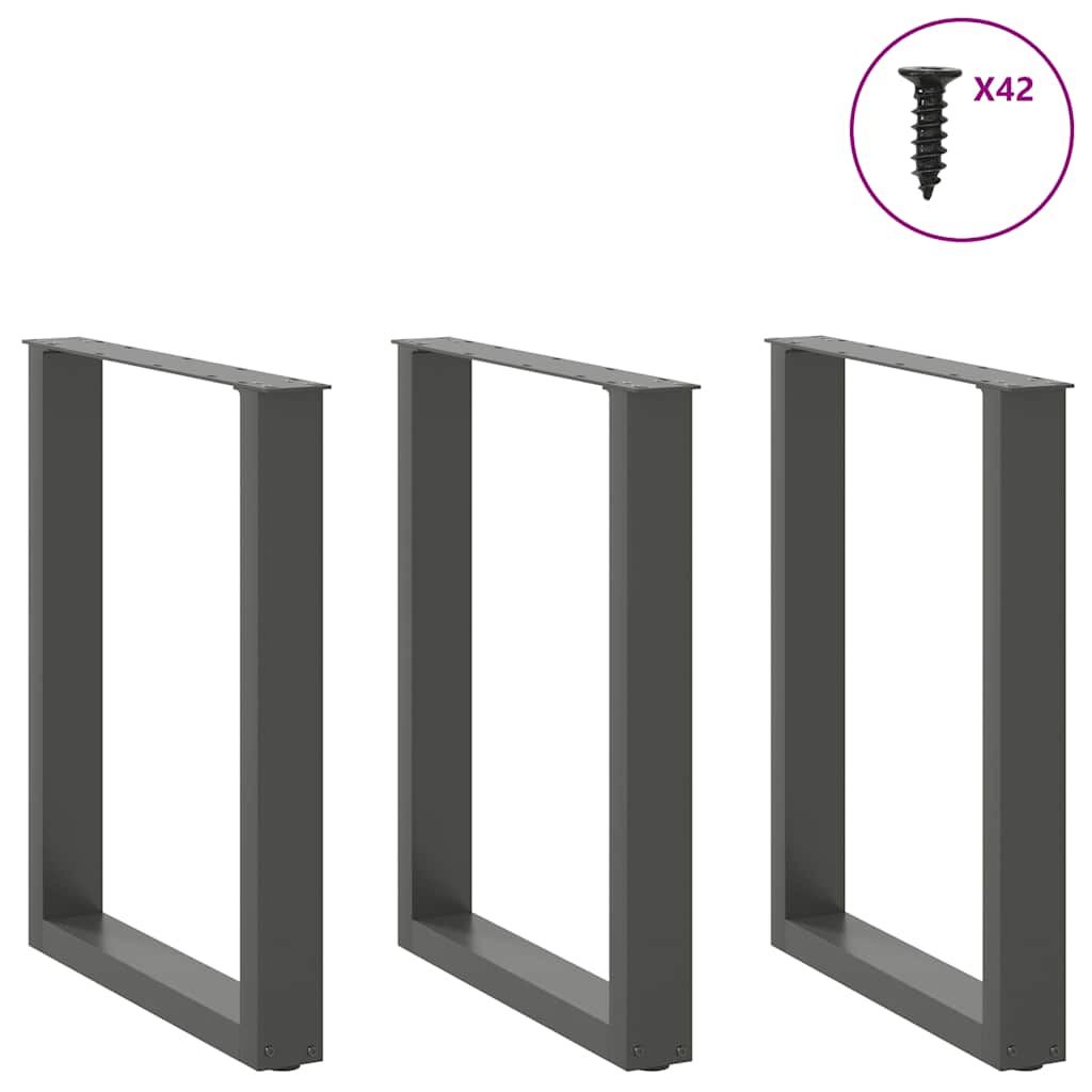 vidaXL Nogi do stołu jadalnego w kształcie litery U 3 szt. Antracyt 70x(72-73) cm Stal