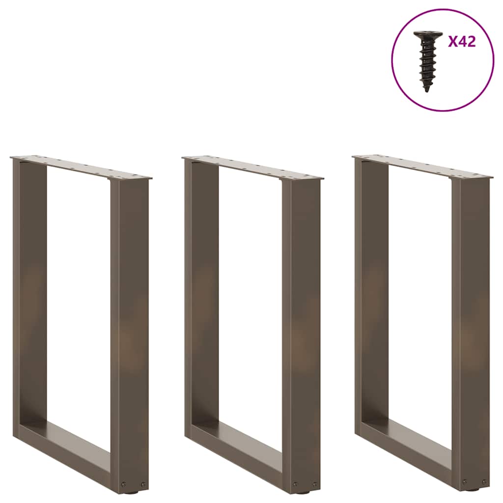 vidaXL Nogi do stołu jadalnego w kształcie litery U 3 szt. Naturalna stal 70x(72-73) cm Stal