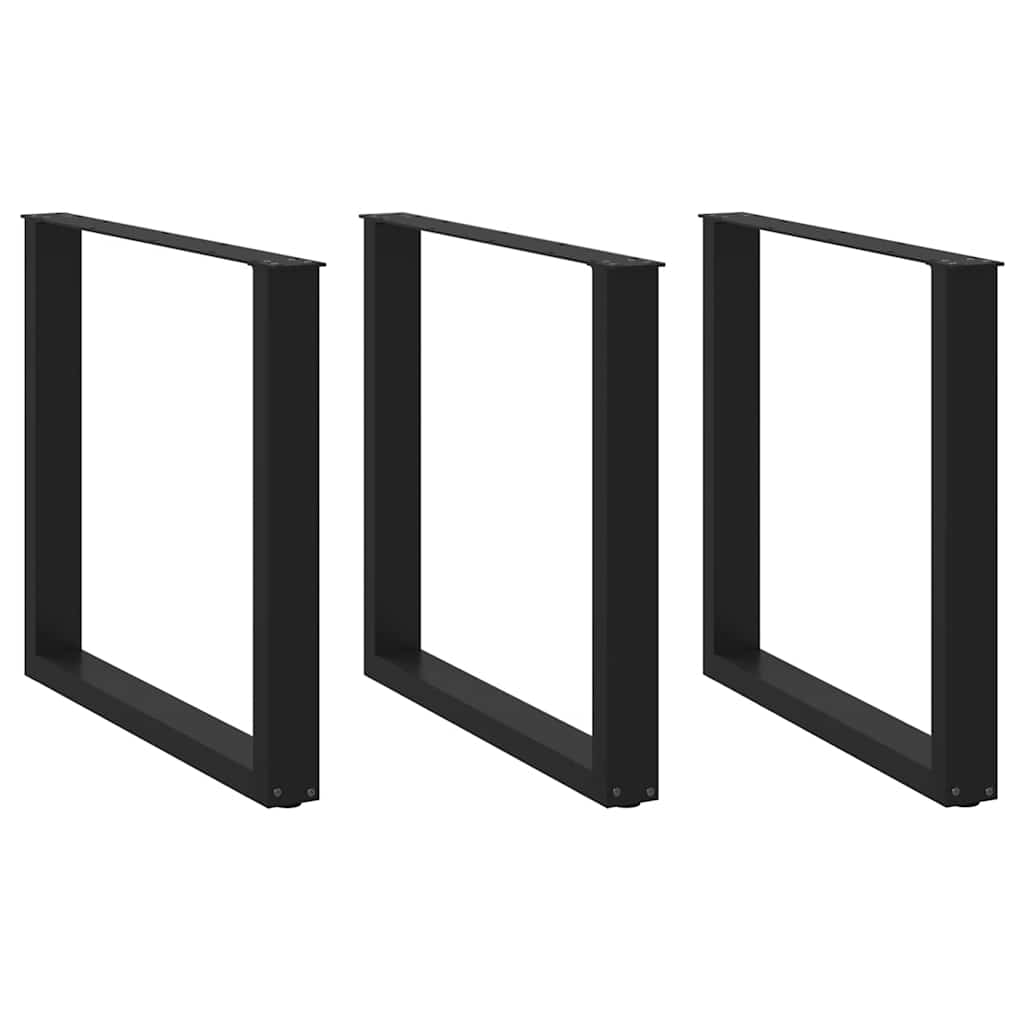 vidaXL Nogi do stołu jadalnego w kształcie litery U 3 szt. Czarne 80x(72-73) cm Stal