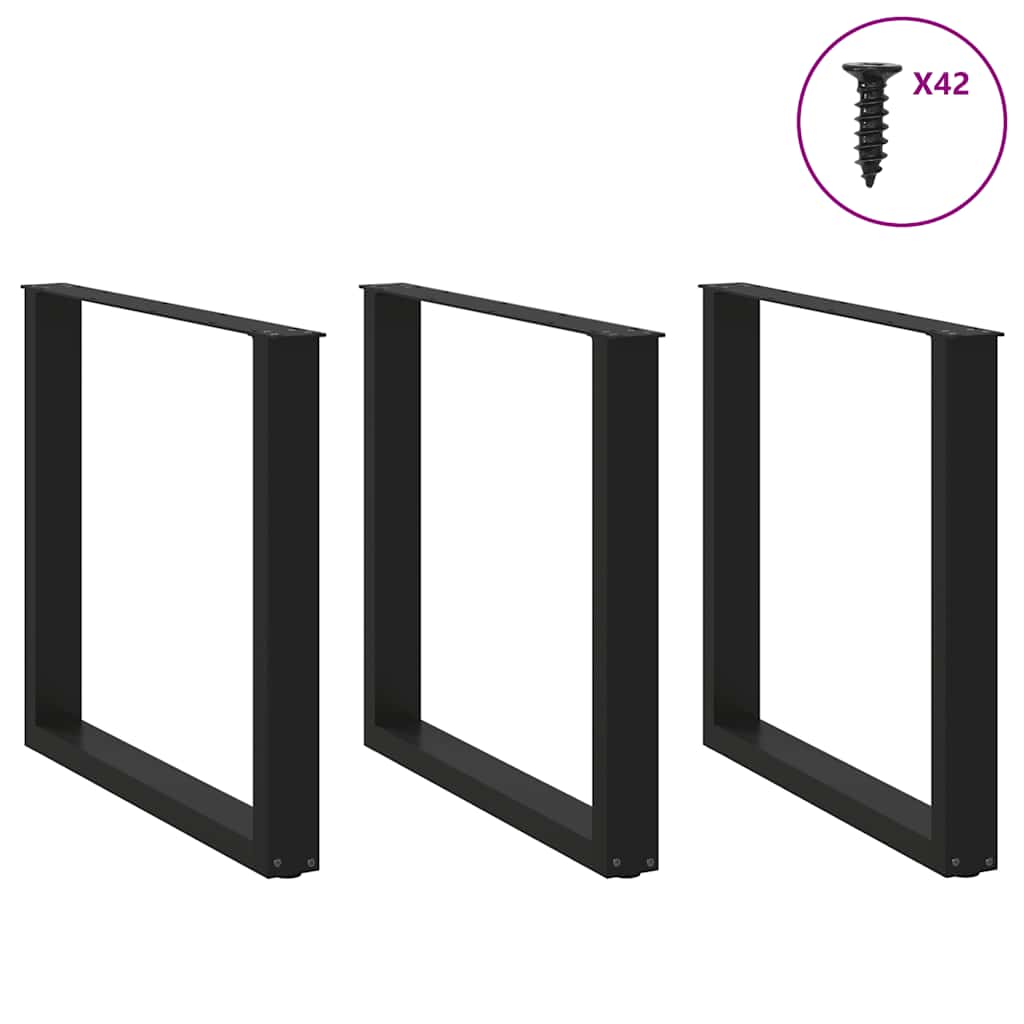 vidaXL Nogi do stołu jadalnego w kształcie litery U 3 szt. Czarne 80x(72-73) cm Stal
