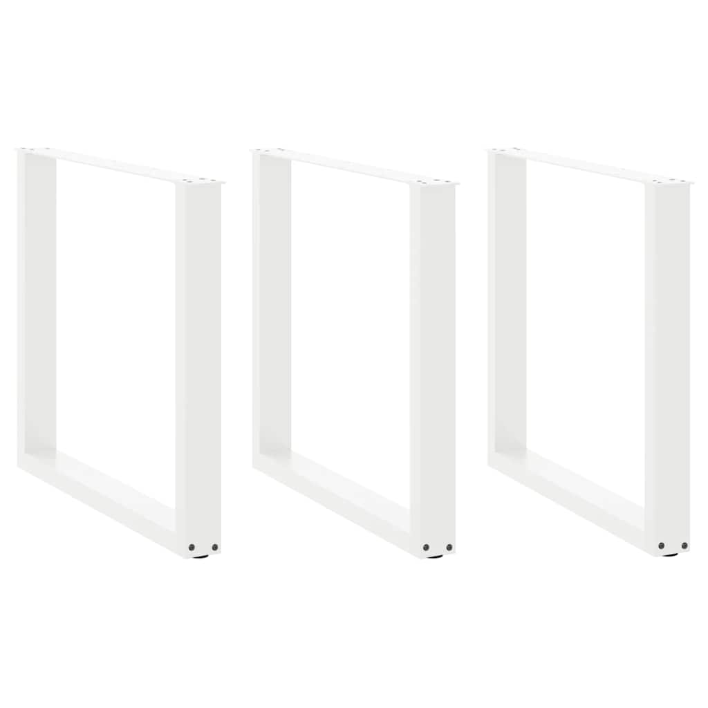 vidaXL Nogi do stołu jadalnego w kształcie litery U 3 szt. Białe 80x(72-73) cm Stal