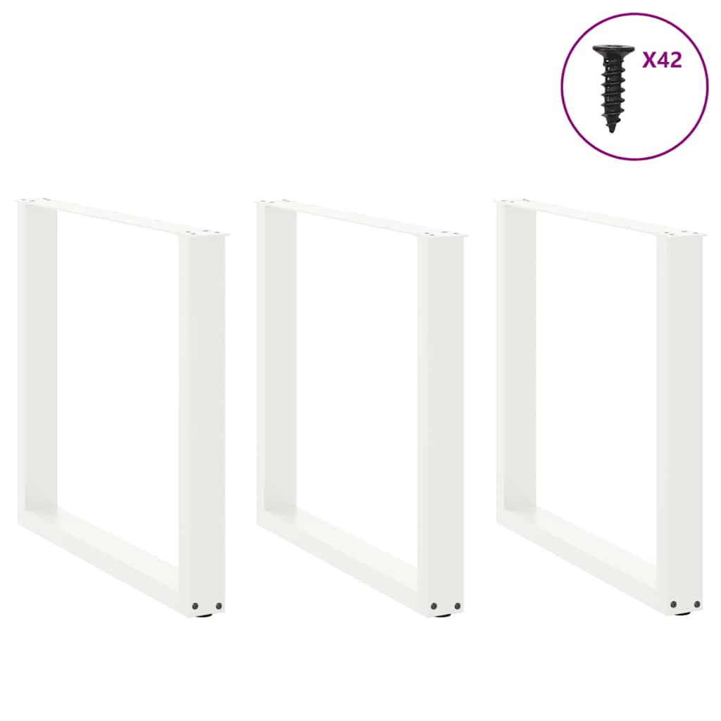 vidaXL Nogi do stołu jadalnego w kształcie litery U 3 szt. Białe 80x(72-73) cm Stal