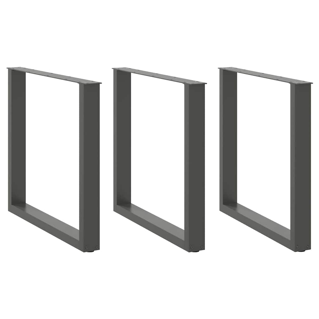 vidaXL Nogi do stołu jadalnego w kształcie litery U 3 szt. Antracyt 80x(72-73) cm Stal