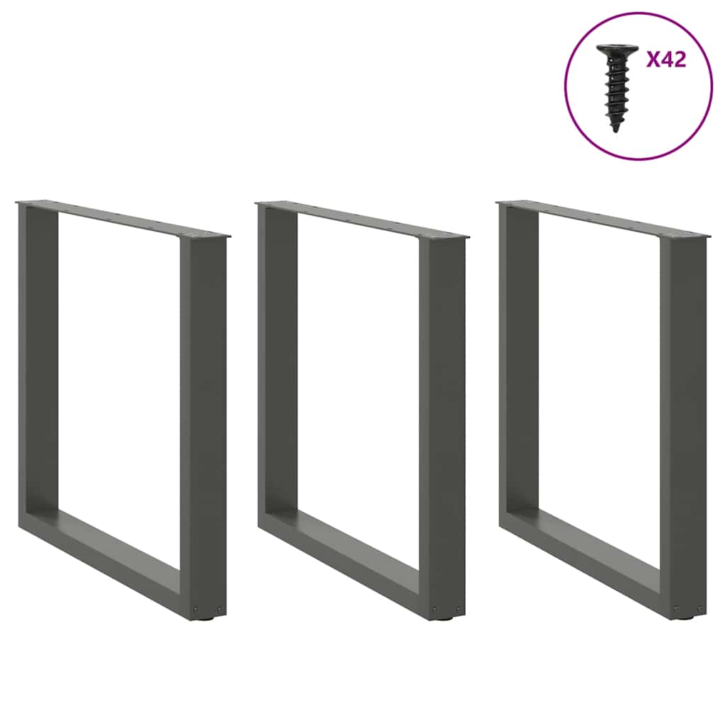 vidaXL Nogi do stołu jadalnego w kształcie litery U 3 szt. Antracyt 80x(72-73) cm Stal
