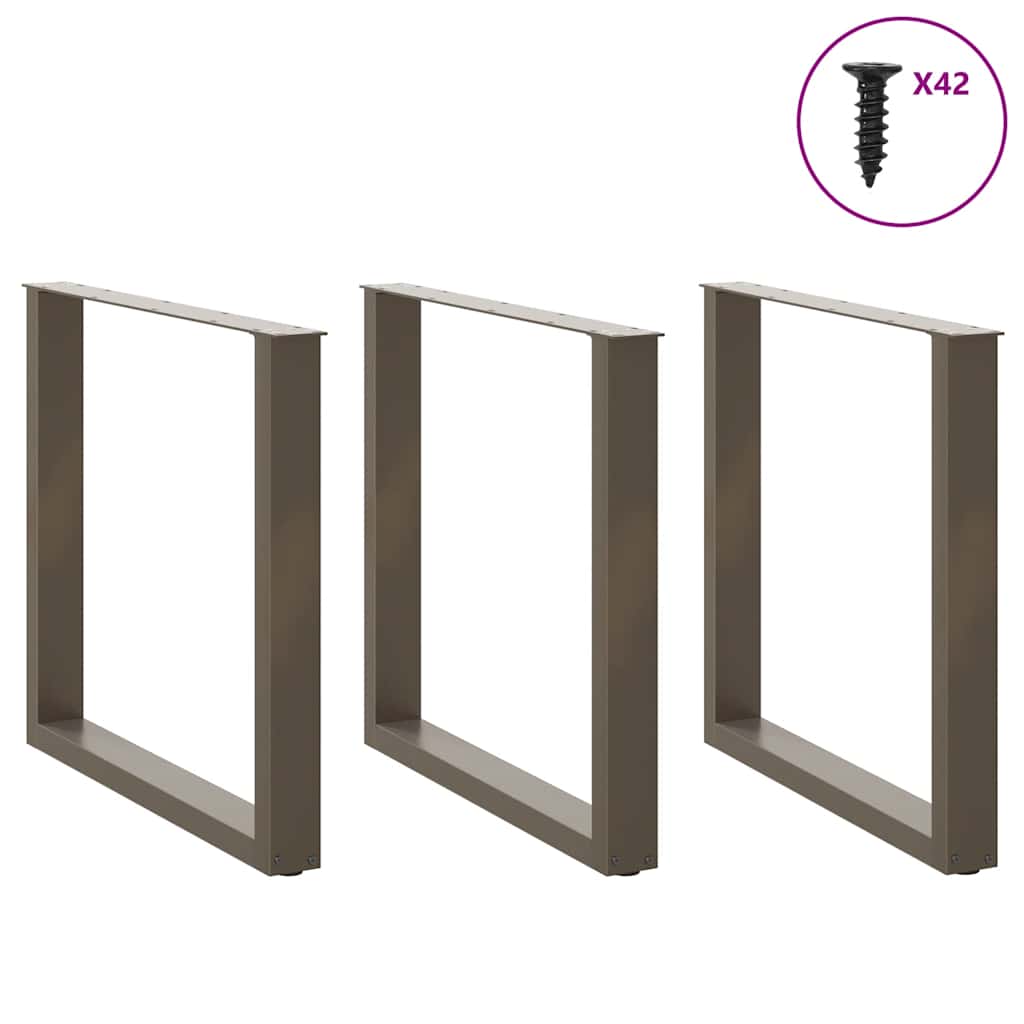 vidaXL Nogi do stołu jadalnego w kształcie litery U 3 szt. Naturalna stal 80x(72-73) cm Stal