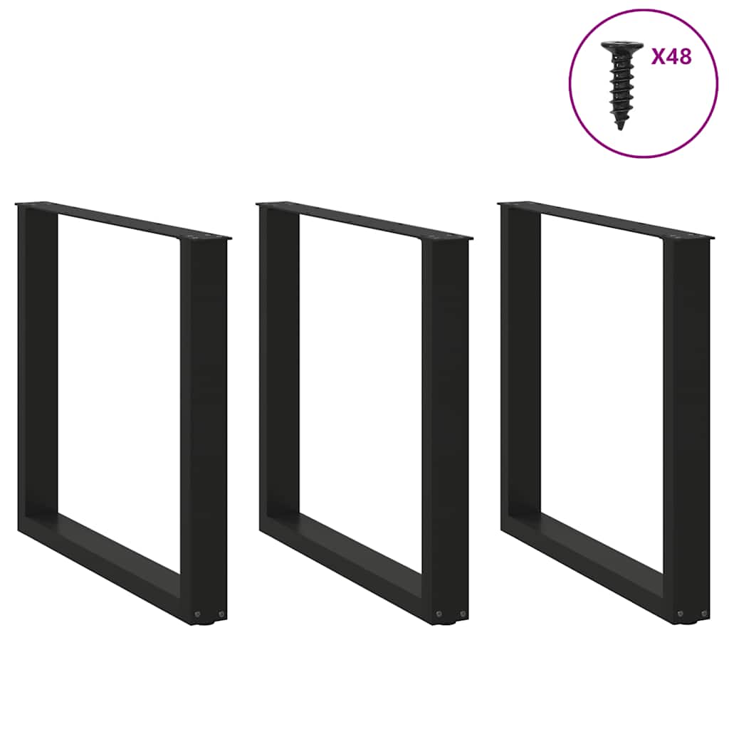 vidaXL Nogi do stołu jadalnego w kształcie litery U 3 szt. Czarne 90x(72-73) cm Stal