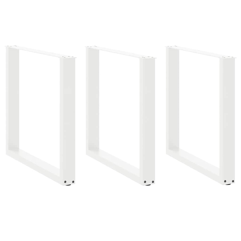 vidaXL Nogi do stołu jadalnego w kształcie litery U 3 szt. Białe 90x(72-73) cm Stal