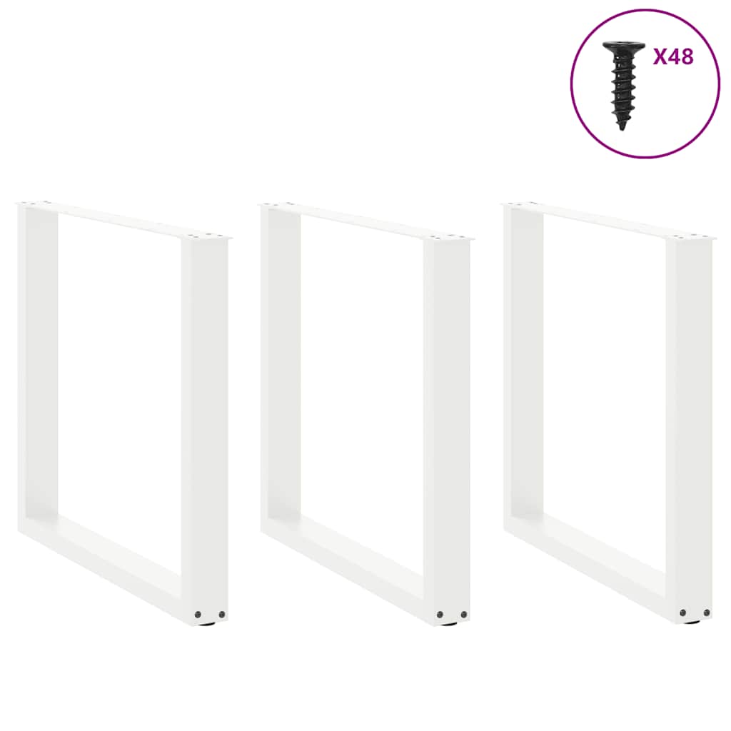 vidaXL Nogi do stołu jadalnego w kształcie litery U 3 szt. Białe 90x(72-73) cm Stal