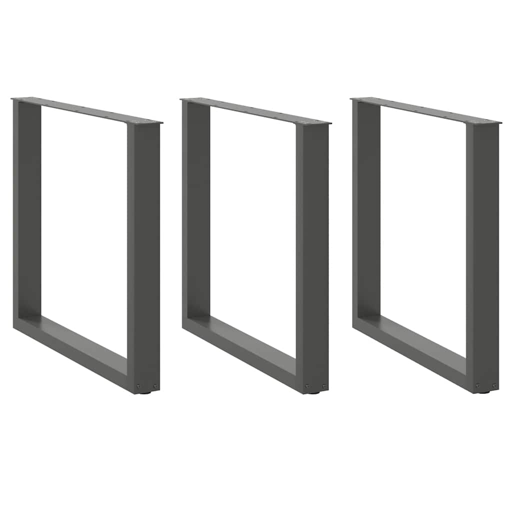 vidaXL Nogi do stołu jadalnego w kształcie litery U 3 szt. Antracyt 90x(72-73) cm Stal