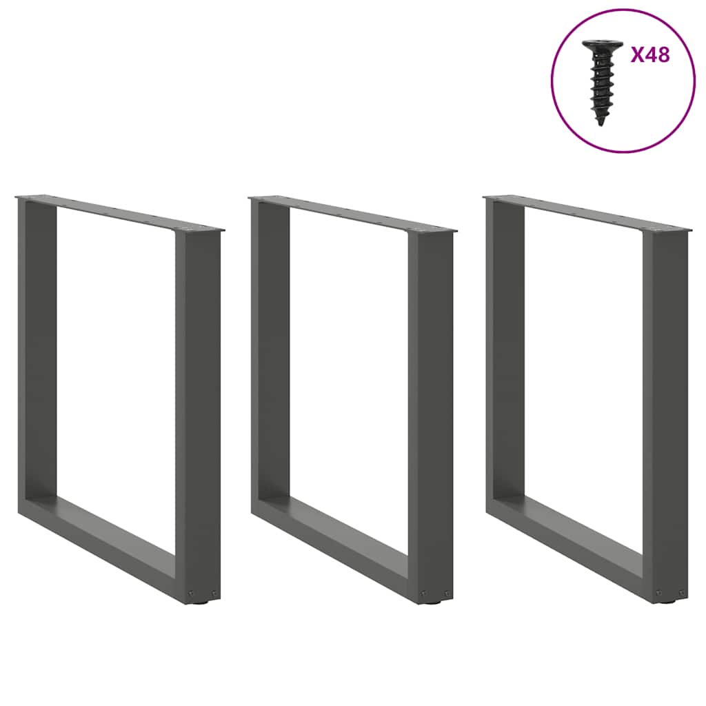 vidaXL Nogi do stołu jadalnego w kształcie litery U 3 szt. Antracyt 90x(72-73) cm Stal
