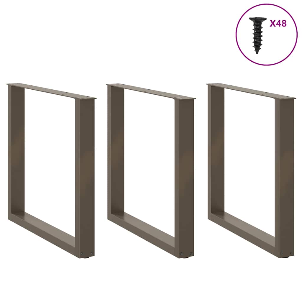 vidaXL Nogi do stołu jadalnego w kształcie litery U 3 szt. Naturalna stal 90x(72-73) cm Stal
