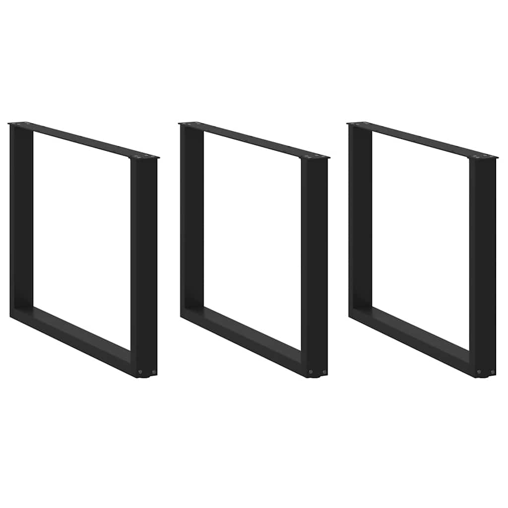 vidaXL Nogi do stołu jadalnego w kształcie litery U 3 szt. Czarne 100x(72-73) cm Stal